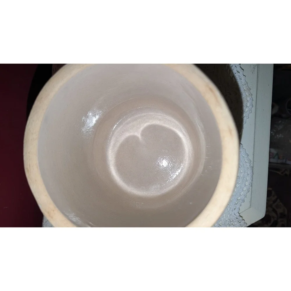 Vintage Strawberry Stoneware Canister Crock with Wooden Lid 6